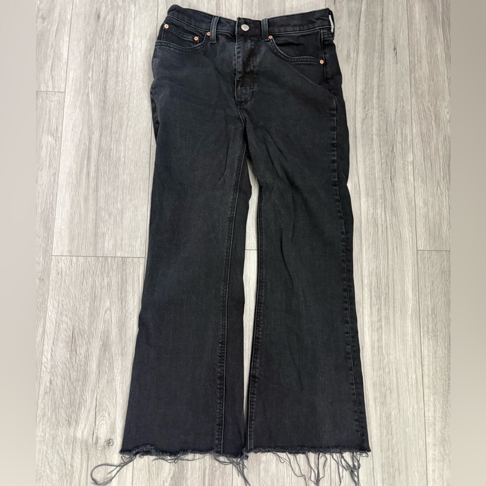 Denim Forum Twiggy High Rise Black Flare Jeans